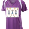  James & Nicholson Ladies' Running-T (paars/wit) Thumbnail