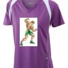  James & Nicholson Ladies' Running-T (paars/wit) Thumbnail