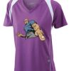 James & Nicholson Ladies' Running-T (paars/wit) Thumbnail