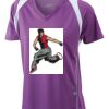  James & Nicholson Ladies' Running-T (paars/wit) Thumbnail