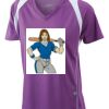  James & Nicholson Ladies' Running-T (paars/wit) Thumbnail