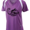  James & Nicholson Ladies' Running-T (paars/wit) Thumbnail