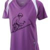 James & Nicholson Ladies' Running-T (paars/wit) Thumbnail