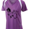  James & Nicholson Ladies' Running-T (paars/wit) Thumbnail